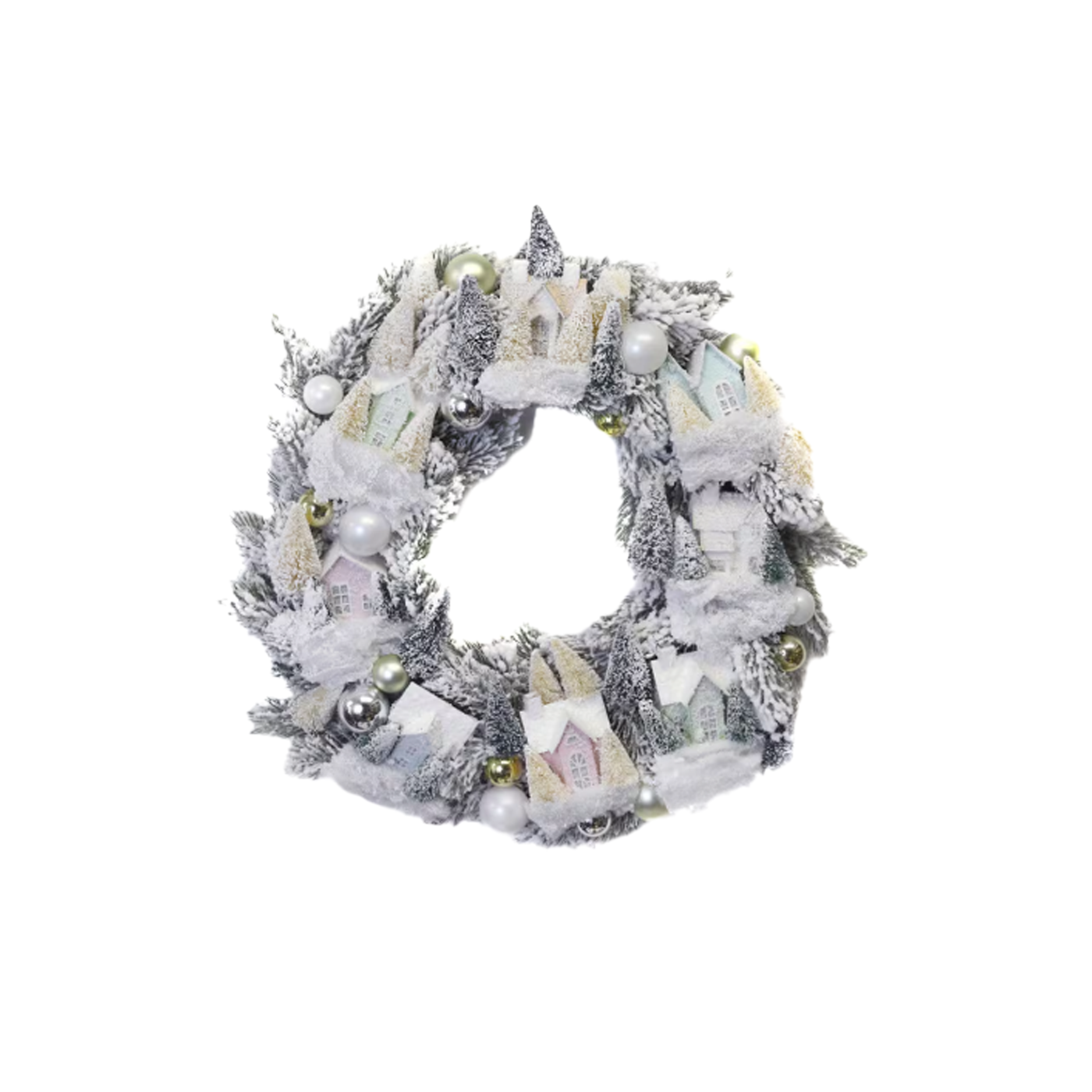 FROSTED VILLAGE WREATH
