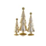 ALPINE 3PC GOLD DECORATIVE GLASS TREE BUNDLE