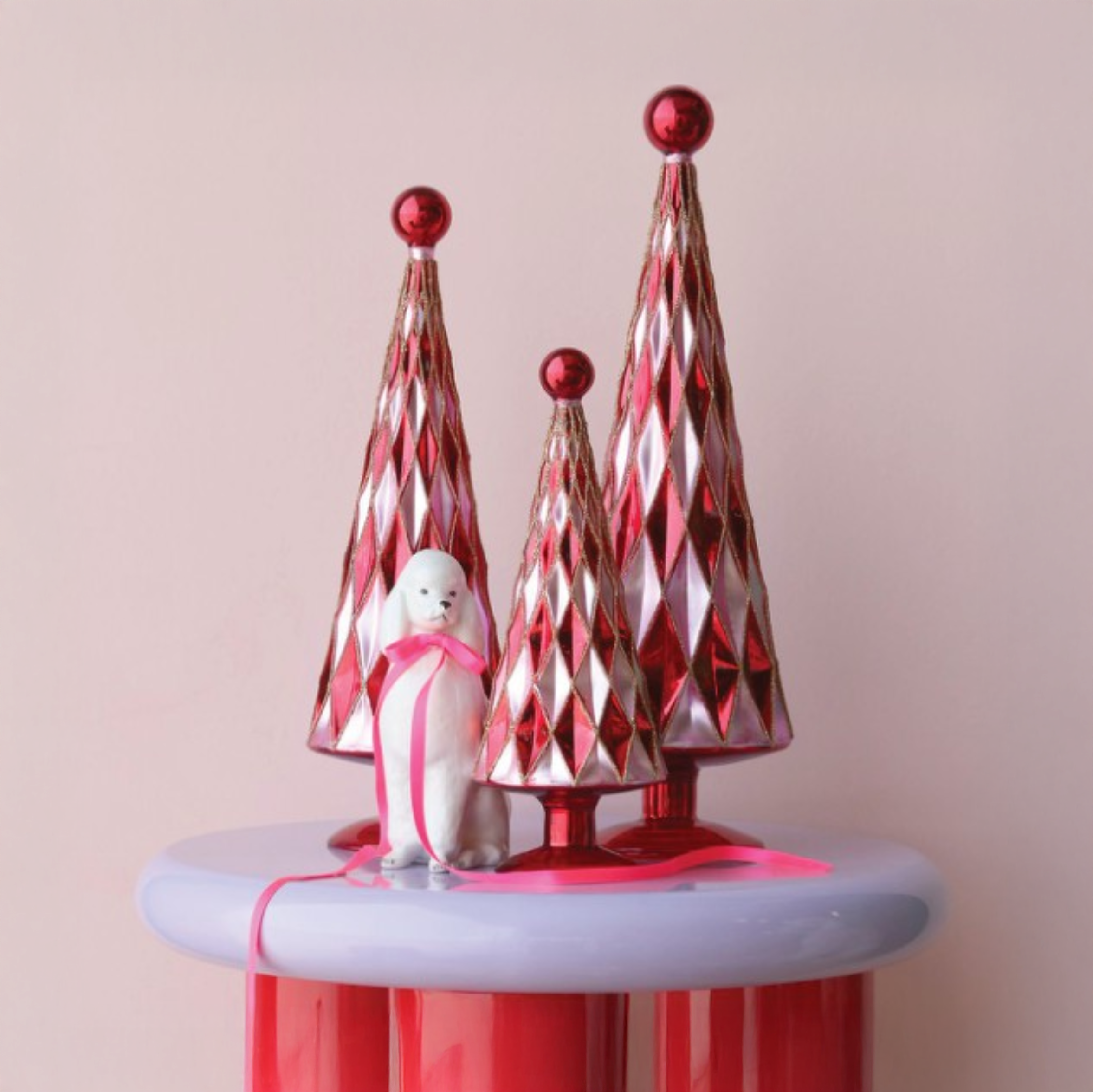 Harlequin 3 Piece Glass Christmas Tree Bundle