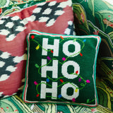 HO-HO-HO Needlepoint Christmas Pillow