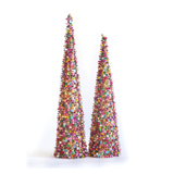 BEADED 2PC EXTRA LARGE MULTICOLOR DECORATIVE GLASS TREE BUNDLE