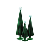 PLEATED 3PC CLASSIC COLORS DECORATIVE GLASS TREE BUNDLE