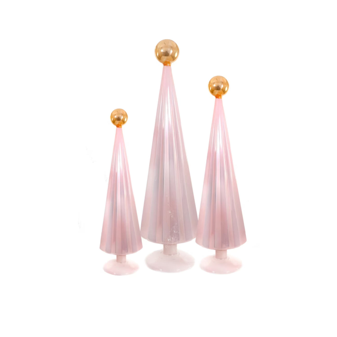 PLEATED 3PC PASTELS DECORATIVE GLASS TREE BUNDLE