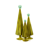 3 PC Modern Pleated Moss Green Glass Tree Bundle