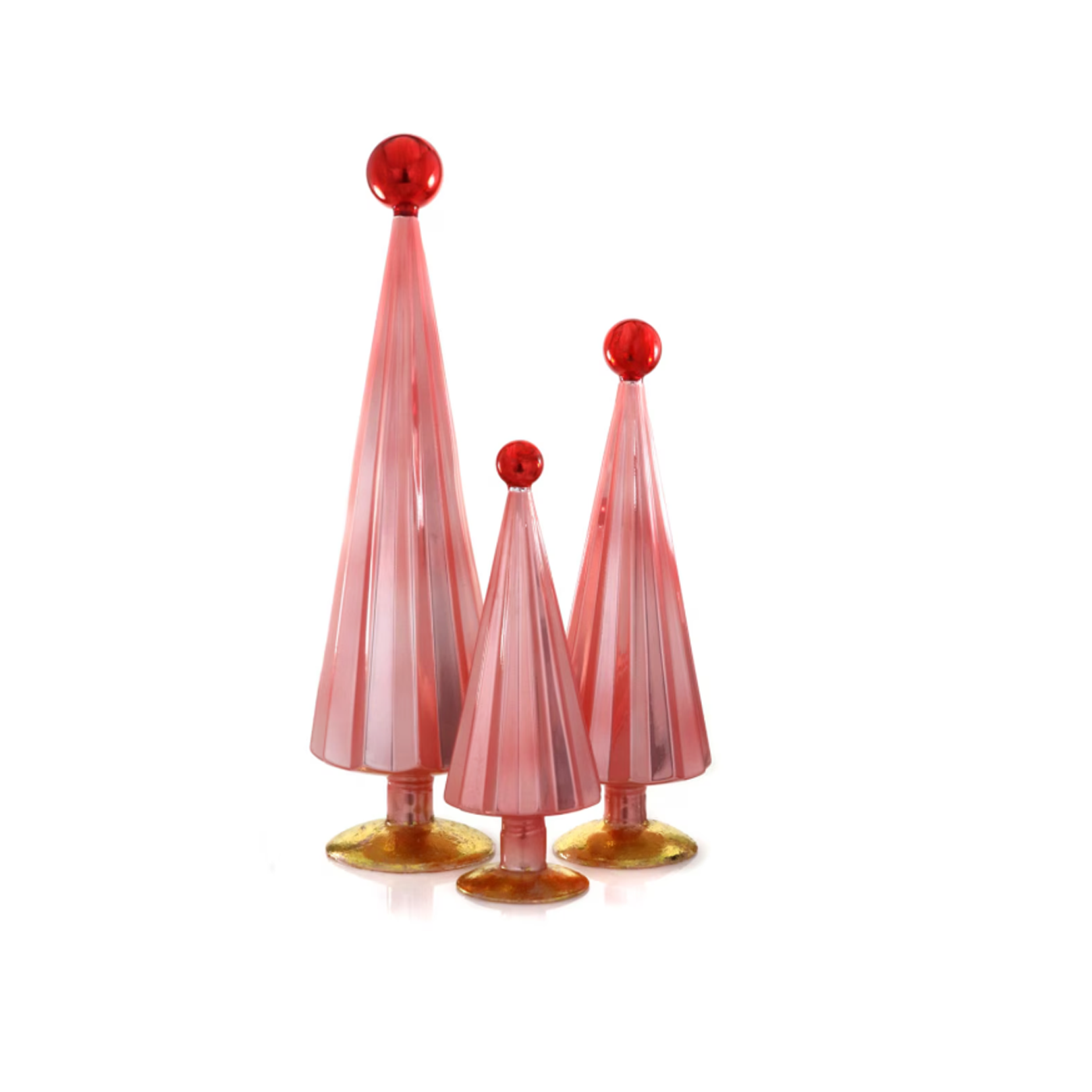 PLEATED 3PC PASTELS DECORATIVE GLASS TREE BUNDLE