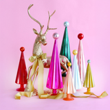 3 PC Modern Pleated  Crimson Red Glass Tree Bundle