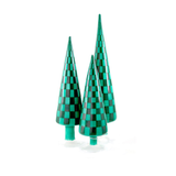 CHECKERED 3PC LARGE DECORATIVE GLASS TREE BUNDLE