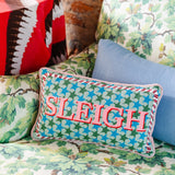 Sleigh Needlepoint Christmas Pillow