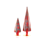 PLAID 3PC RED DECORATIVE GLASS TREE BUNDLE