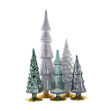 GRAY AND GREEN  5PC HUE GLASS TREE BUNDLE