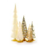 IVORY/BUTTER YELLOW AND GOLD 5PC HUE GLASS TREE BUNDLE