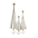 PLEATED 3PC METALLIC DECORATIVE GLASS TREE BUNDLE