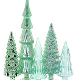 WINTER GREEN 5 PC HUE GLASS TREE BUNDLE