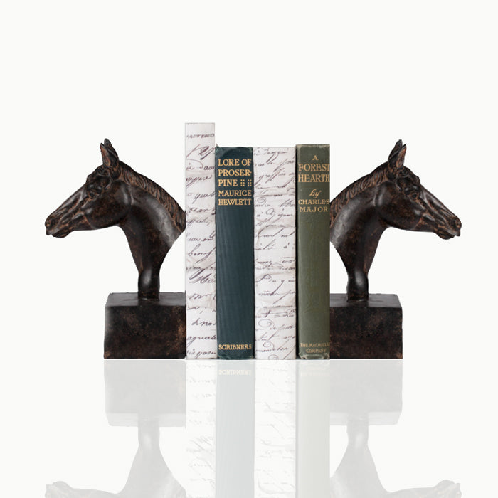 Rustic horsehead bookends