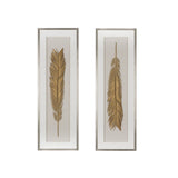 Gold framed feather wall art