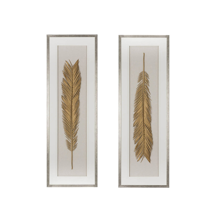 Gold framed feather wall art