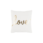 white pillow with love text