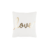 white pillow with love text