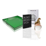 FELINO 4PC SET <br> Green Lacquer Tray, Books, Jaguar Sculpture