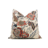 taupe floral red orange pillow