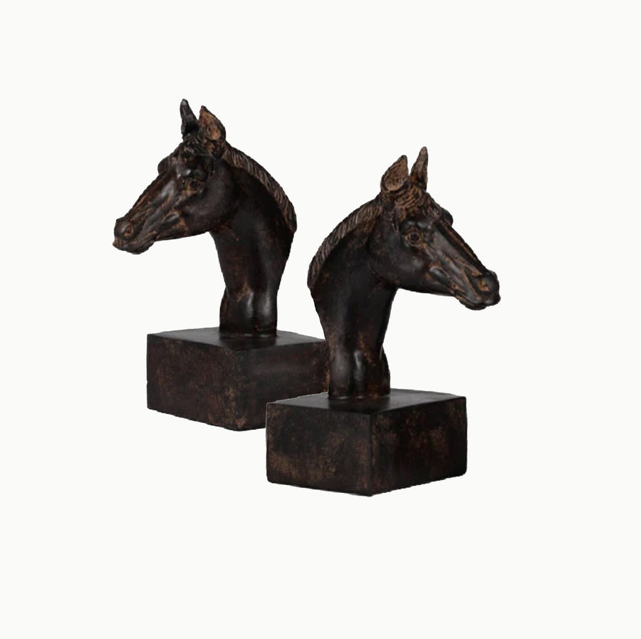 GREENBRIAR 4 to 6 PC SETS Rustic Horse Bookends, Vintage Decorative Books
