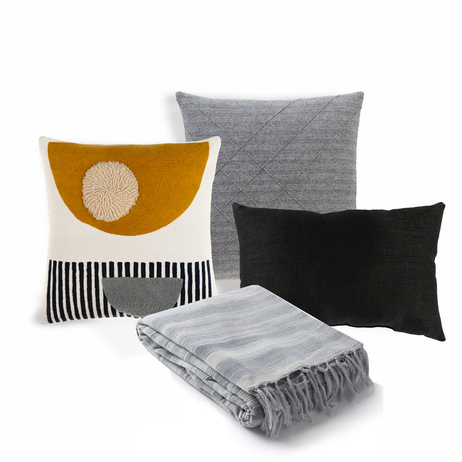 ABSTRACT 4PC PILLOW AND THROW SET