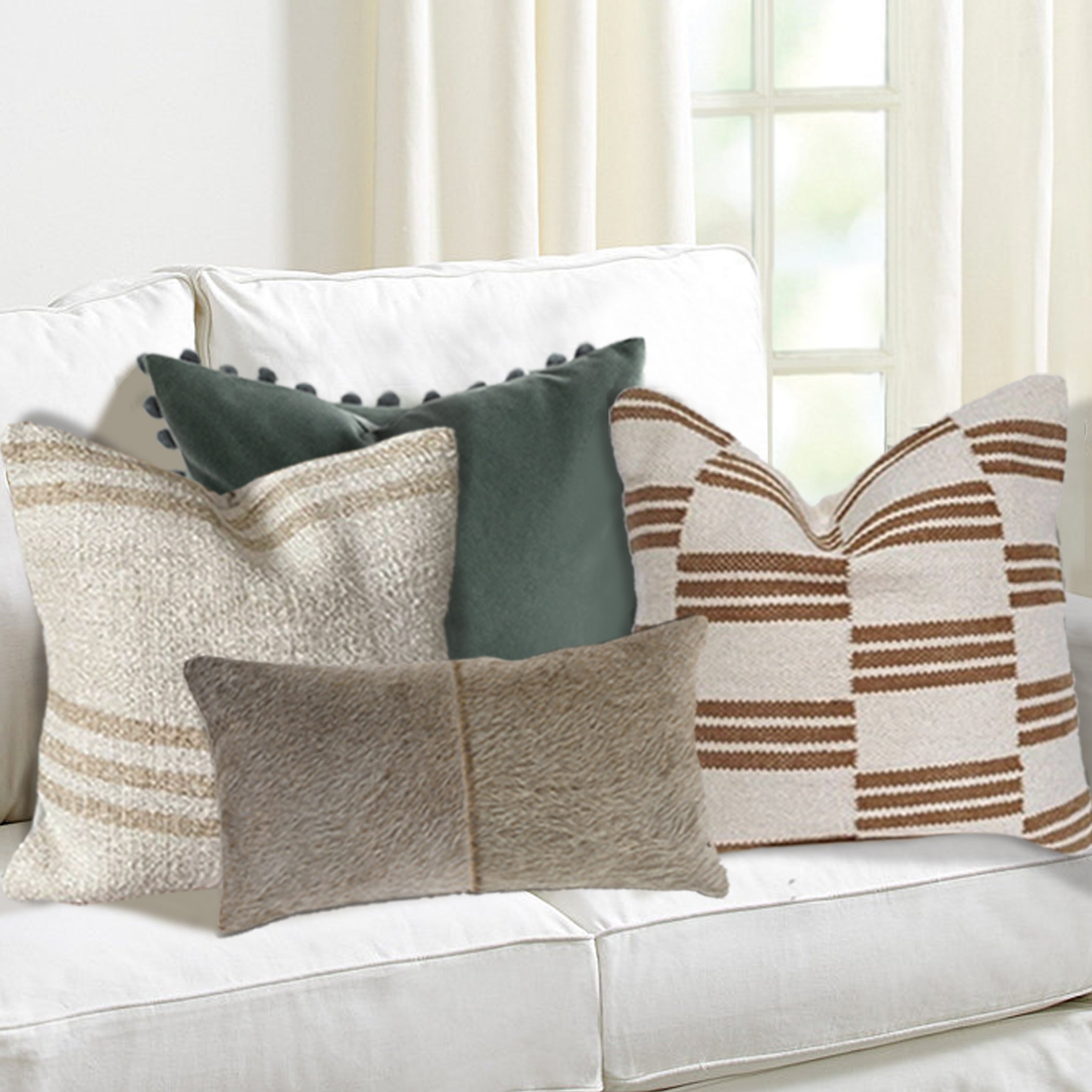 Pillow sofa set - white and brown