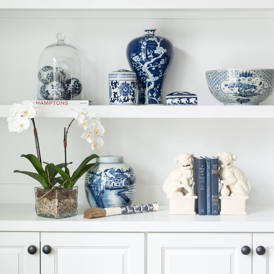Blue & White Ginger Jar, Calligraphy Brush, Orchid