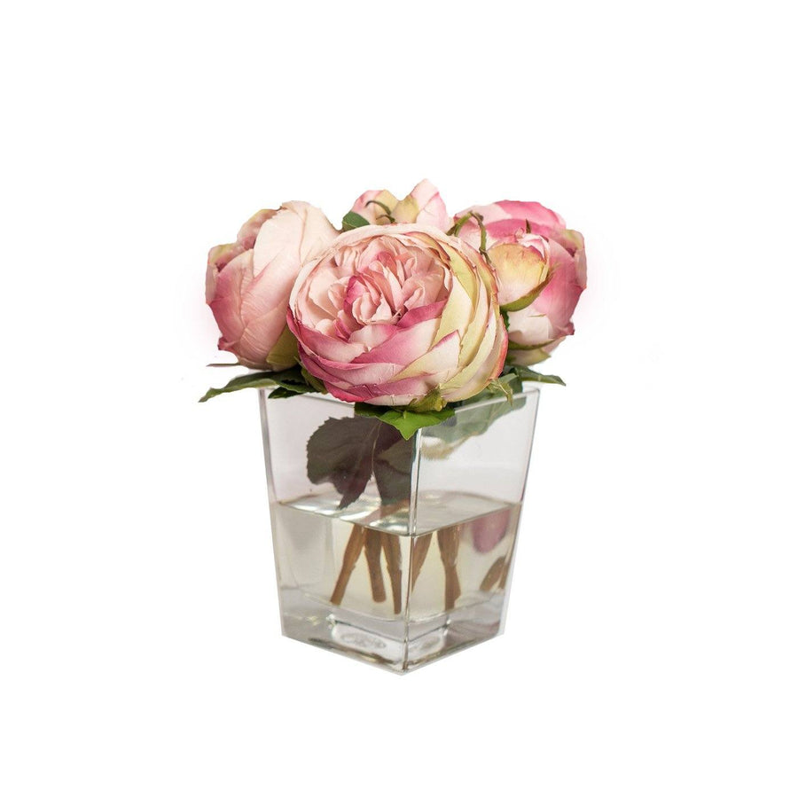 Sets - CAMILLA 3 TO 5 PC SETS Pink Roses, Mini Vases, Books & Lamp