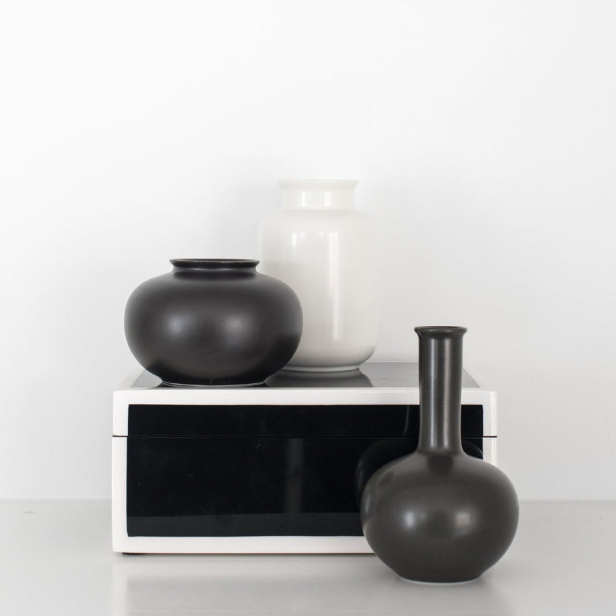 Sets - HILLS 4 PC SETS Trio Of Mini Vases, Black Lacquer Box