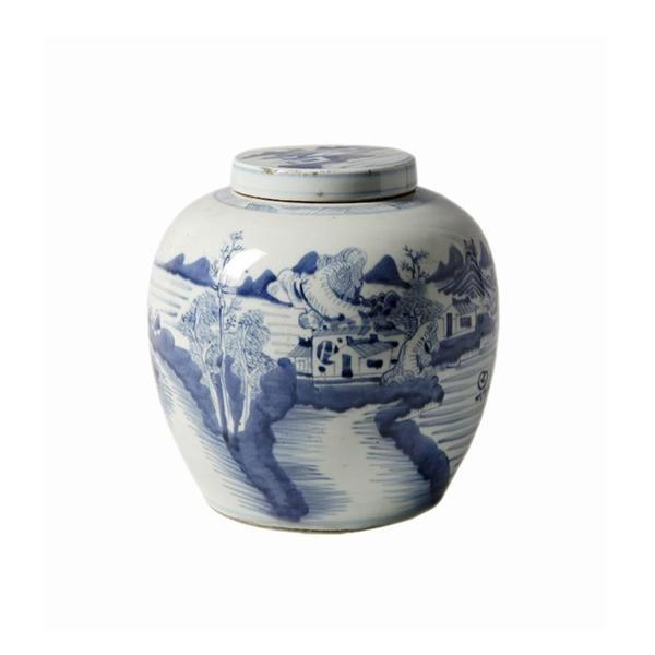 White and blue porcelain vase