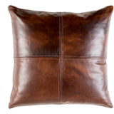 brown leather throw pillow